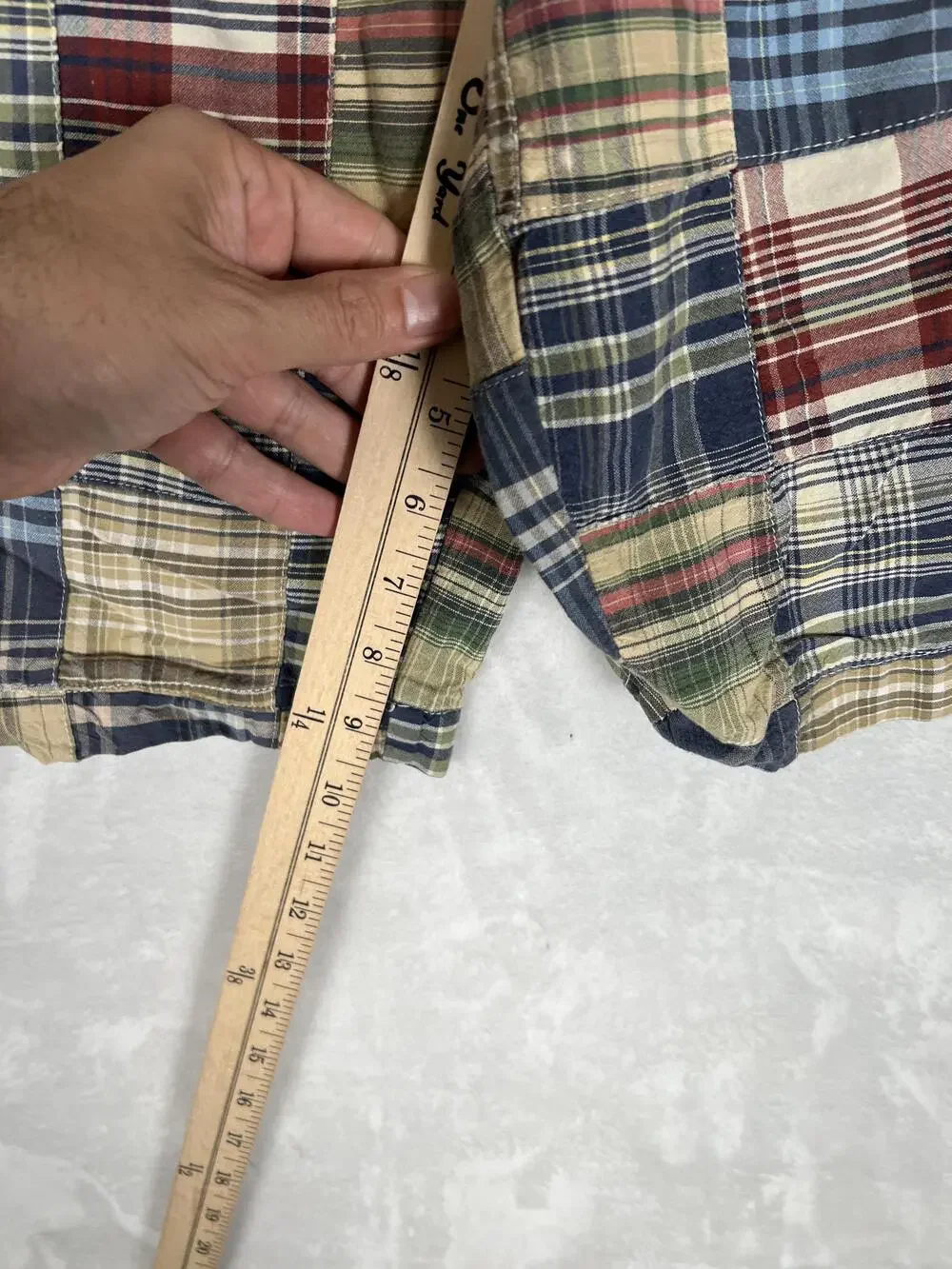 Vintage Phat Farm Shorts Mens 36 Multicolor Madras Plaid Patchwork Y2K Prep READ